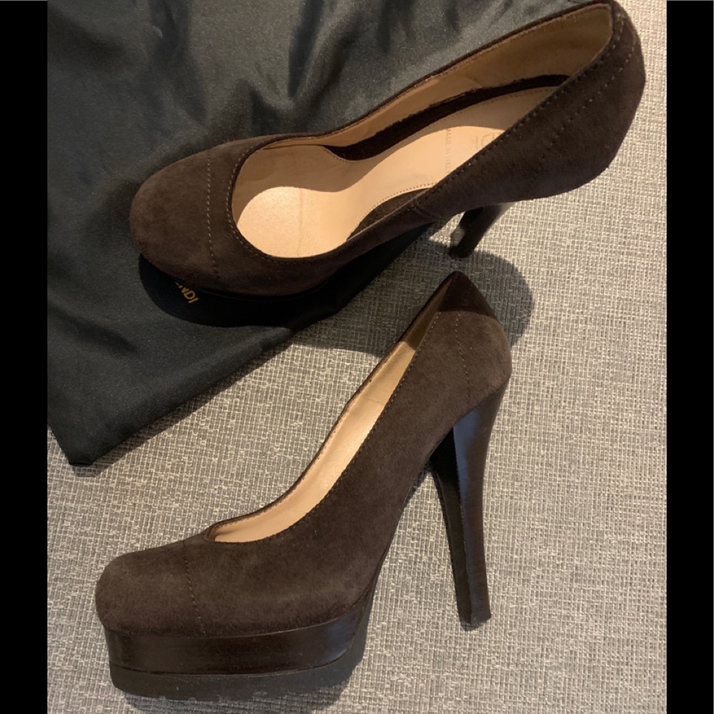 FENDI Wedge Suede Heels